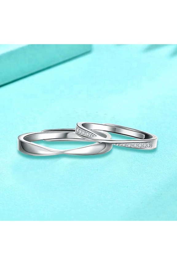 Adjustable Silver Morbius Couple Rings Set for Women and Men Wedding Rings