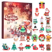Whudwhu Christmas Advent Calendar 2024, 24 Days Mystery Box with 3D PVC Squishy Figures, Hanging Ornaments for Tree Decoration, Countdown Gift Set for Kids 10.4x9.3x1.1 Inch