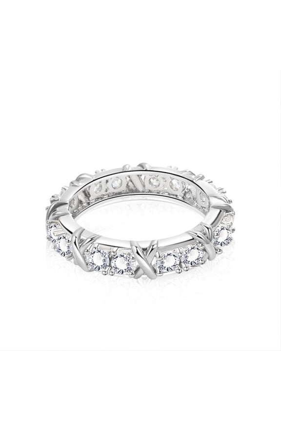 Elegant Cross Moissanite Ring in Silver Size 7 for Women Unique Design