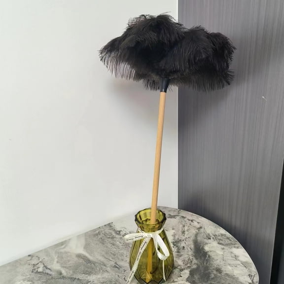 Whudwhu Genuine Ostrich Feather Duster, 24-inch Long Handle Dusting Tool with Pink Ostrich Plumes for Piano, Car, and Home Cleaning, Thick Non-Shedding Duster for Delicate Surfaces