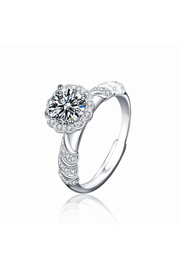Mermaid Princess Open Adjustable Silver Ring 1 Carat Moissanite