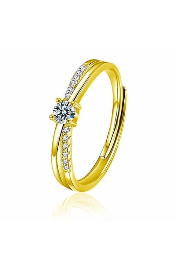 Moissanite Ring in Silver Heart Design, Stylish Couple's Diamond Ring