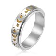 thumbnail image 1 of Whudwhu Rotatable Moon Star Spinner Ring, Titanium Steel Fidget Ring for Anxiety Relief, Stress Relief Spinning Jewelry for Women Men, Adjustable Star Moon Promise Ring (Silver, Black, Rose Gold), 1 of 13