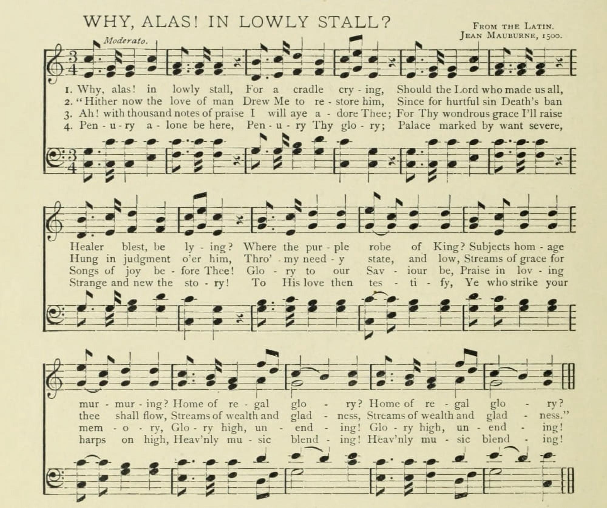 Why Alas In Lowly Stall Christmas in Song 1891 Canvas Art - (24 x 36)