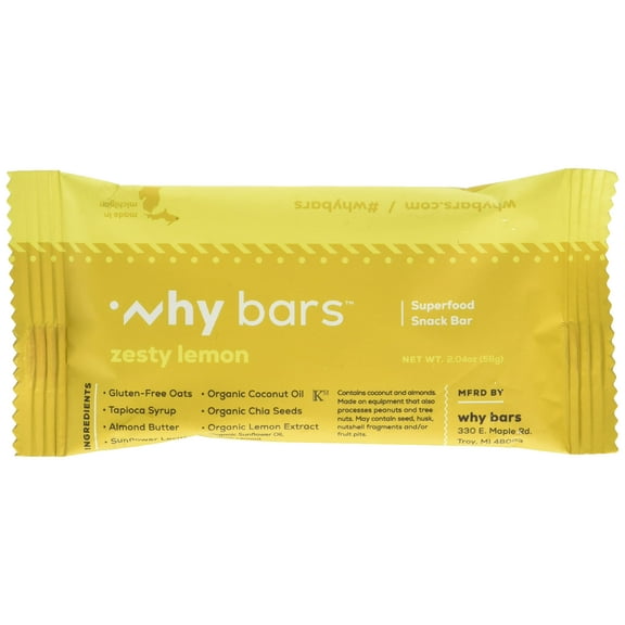 Why Bars Zesty Lemon Bar 2.04 oz (Pack of 24)