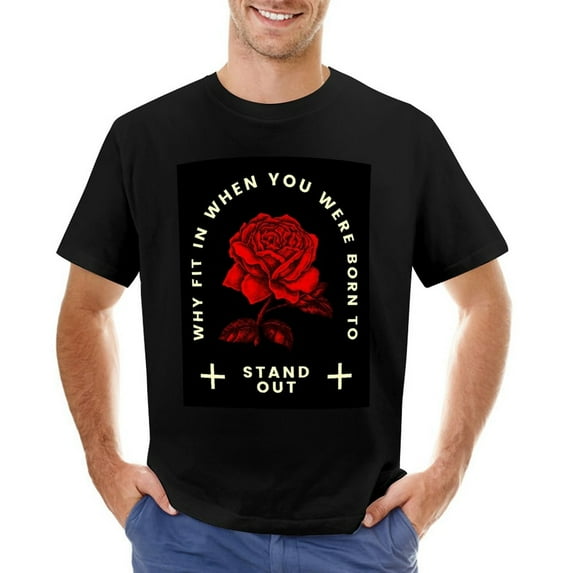 Why Fit In When You Were Born To Men’s Graphic T-shirt Vintage Short Sleeve Sport Tee Black XS