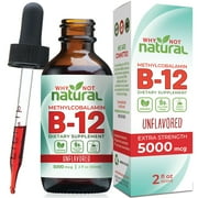 Why Not Natural Organic B12 Liquid Drops, 5000mcg, Vegan & Gluten-Free