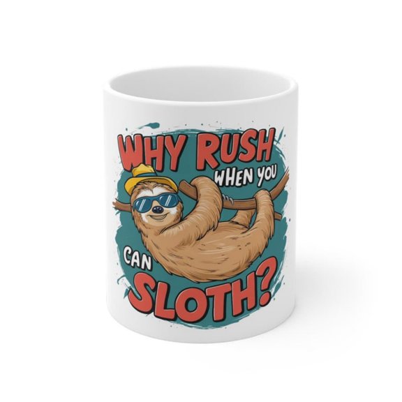 Why Rush When You n oth Mug oth Illustration, Relaxing Coffee Cup.
