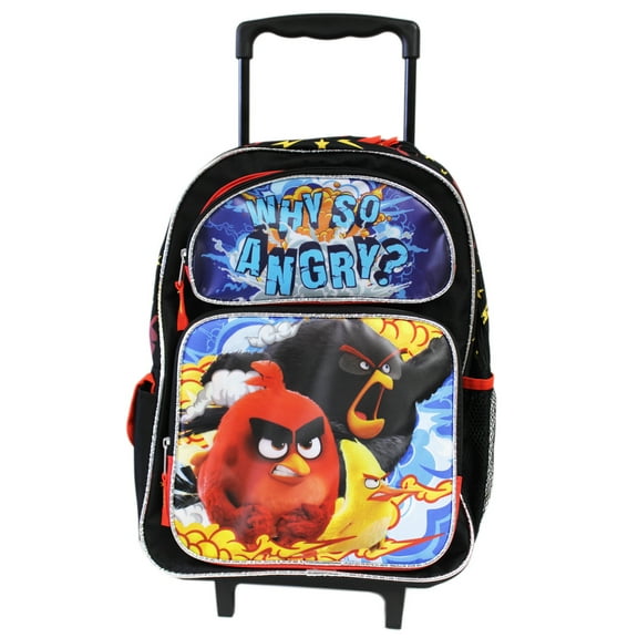 Why So Angry? Black and Red Full Size Rolling Backpack (16in)