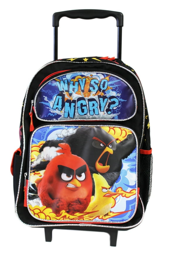 Why So Angry? Black and Red Full Size Rolling Backpack (16in)