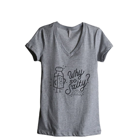 Why So Salty Women's Fashion Relaxed V-Neck T-Shirt Tee Heather Grey 2X-Large
