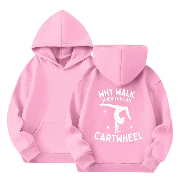 Why Walk When You Can Cartwheel Hoodie for Boys Girls Youth Unisex Pullover Sweatshirt with Front Pocket and Hood
