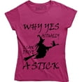 thumbnail image 1 of Why Yes Actually I Can Drive A Stick with Witch - Hallowen Women's T-Shirt, 1 of 4