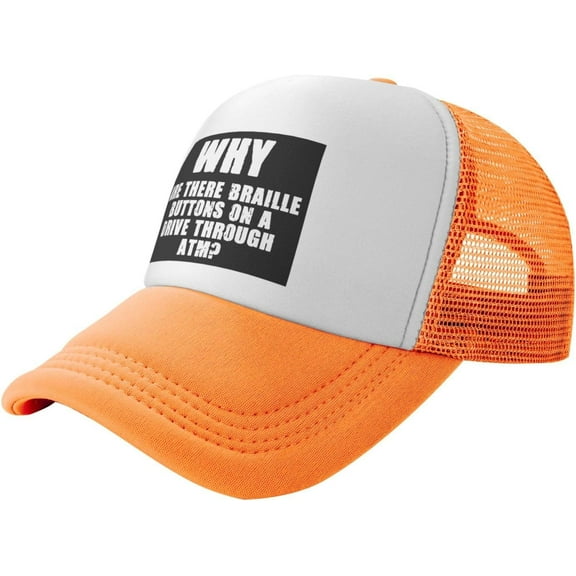 Why are There Braille Buttons On A Drive Through ATM Trucker Hat - Snapback Hat,Baseball Cap for Men Women,Black
