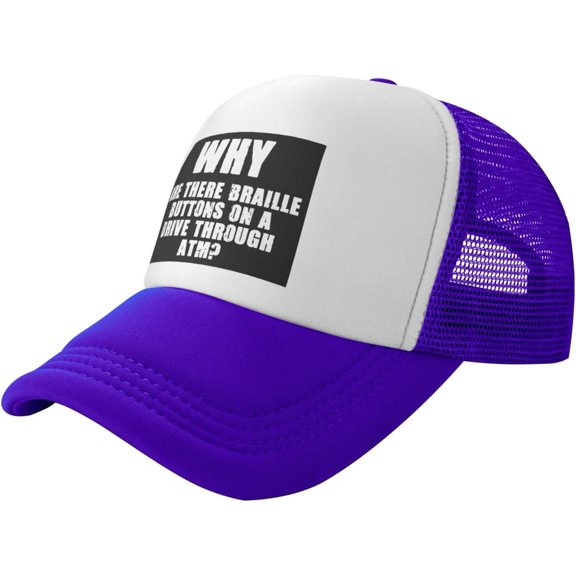 Why are There Braille Buttons On A Drive Through ATM Trucker Hat - Snapback Hat,Baseball Cap for Men Women,Black
