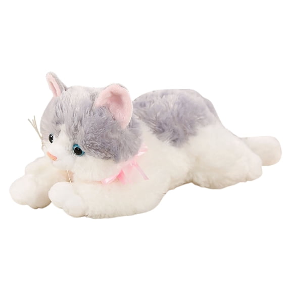 Whyan Interactive Robot Cat Plush Stuffed Lifelike Interactive Cat with Realistic Meow Sounds and Gentle Music for Soothing Comfort(White,11.8 Inch)