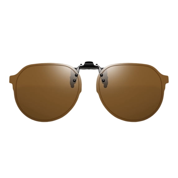 Whyan UV Protection Polarized Clip-On Sunglasses Reversible Flip-Up Sun Shades - Fits Over Prescription Glasses Brown