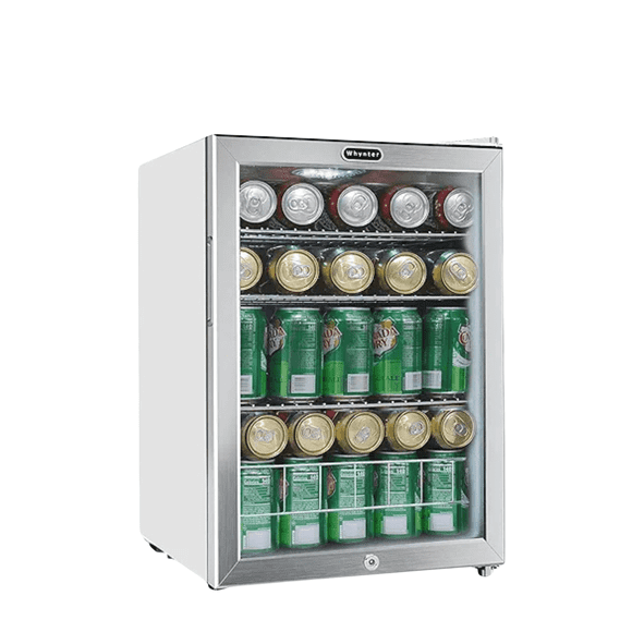 Whynter 90 Can Stainless Steel Beverage Refrigerator with Lock, 2.5 Cu. Ft. BR-091WS