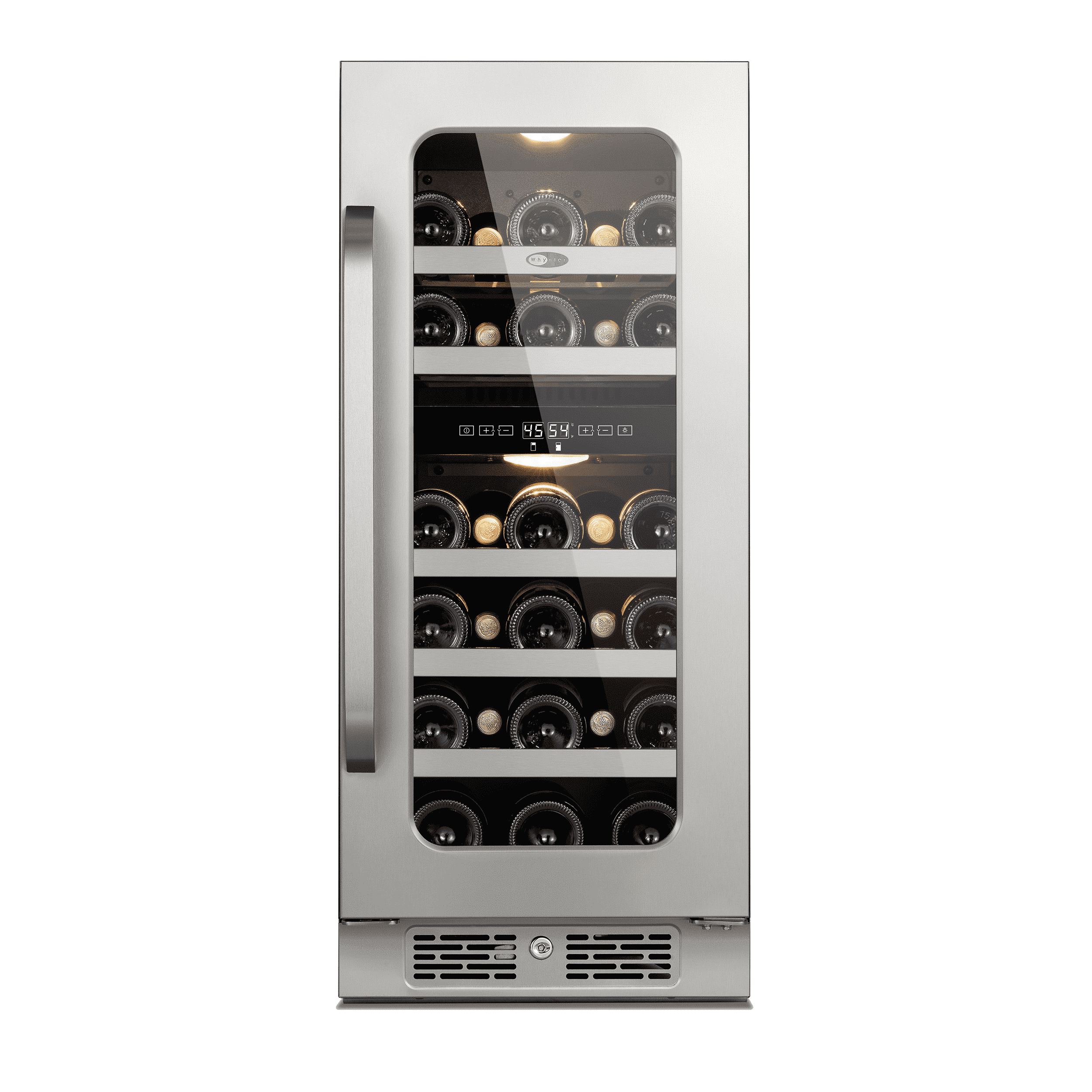 Whynter 15 Inch Wine Fridge Cooler - Dual Zone 29 Bottles Wine Fridge with Glass Door, Small Wine Refrigerator with 3 LED Light Built-in for Home Bar Kitchen