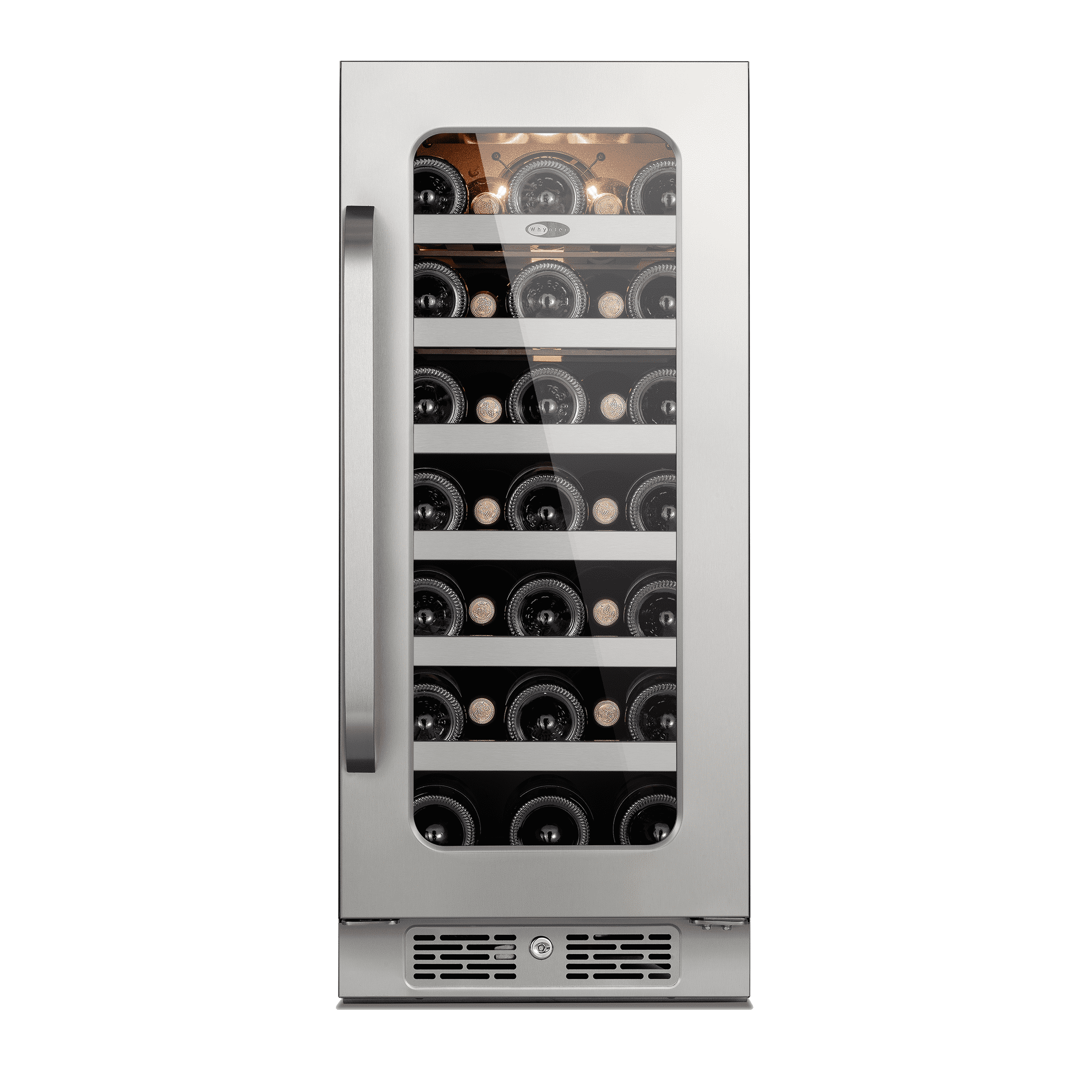 Whynter 15 Inch Wine Fridge Cooler - 33 Bottles Wine Fridge with Glass Door, Small Wine Refrigerator with 3 LED Light Built-in for Home Bar Kitchen