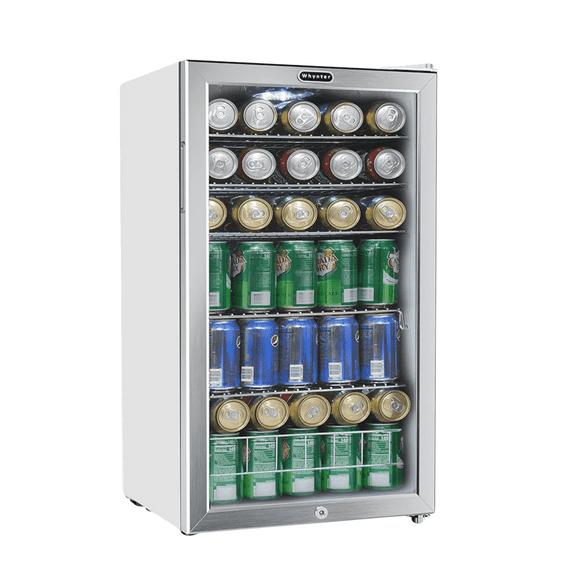 Whynter 3.3 Cubic Foot Beverage Center Fridge with Lock Stainless Steel
