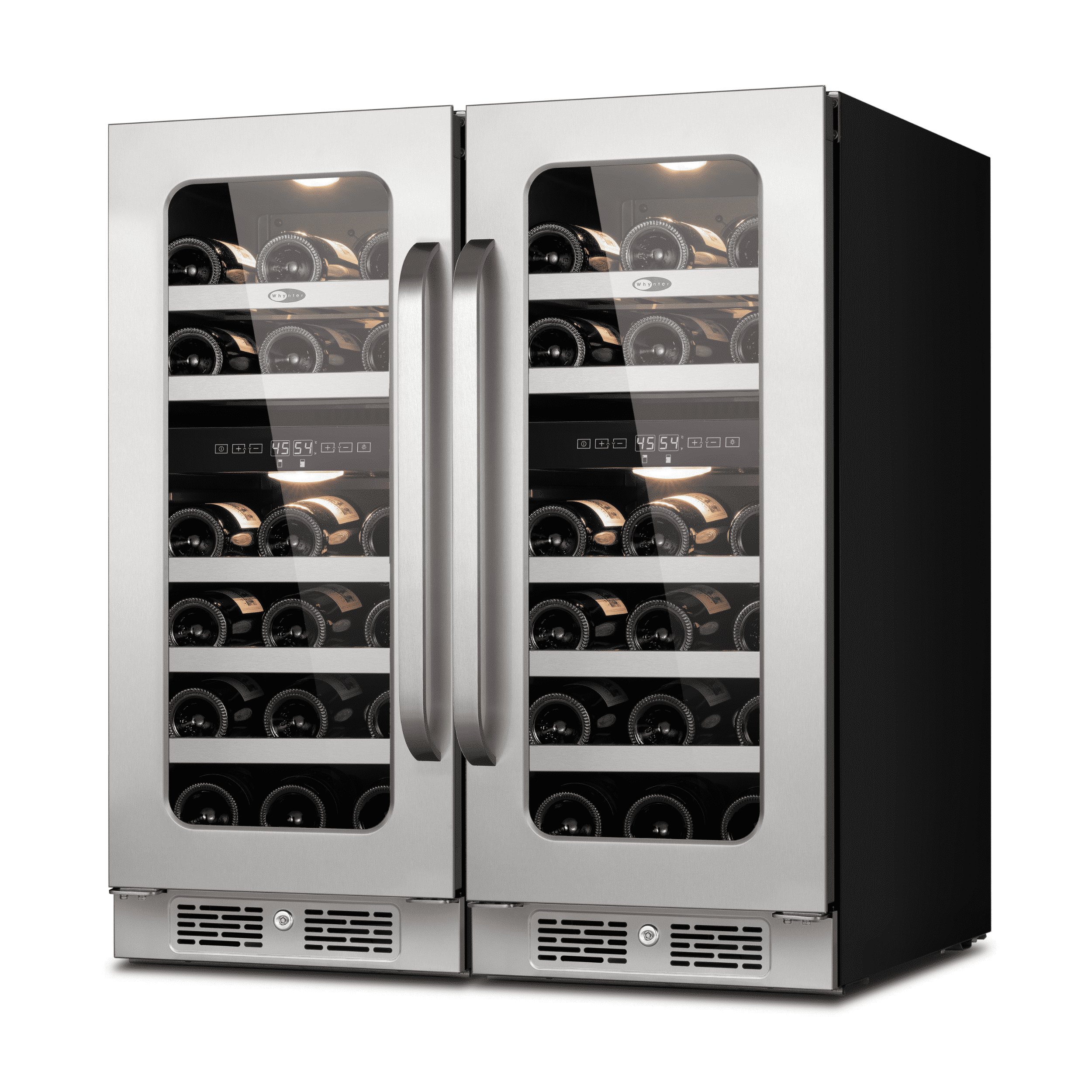 Whynter 30 Inch Dual Zone 58 Bottle Wine Fridge Cooler -Dual Zone 2 Pack Wine Fridge with Glass Door, Small Wine Refrigerator with 3 LED Light Built-in for Home Bar Kitchen