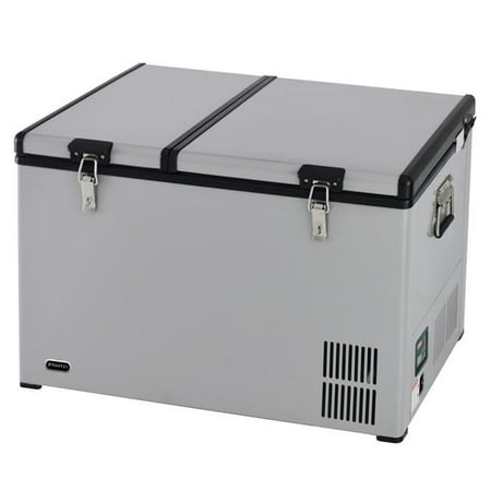 Whynter - FM-901DZ 90 Quart Dual Zone Portable Fridge/Freezer with 12V Option and Wheels - Gray