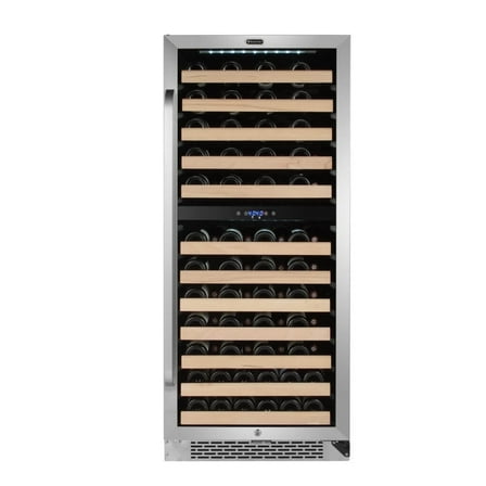 Whynter 92 Bottle 12 Shelf Dual Zone Wine Refrigerator, Stainless Steel