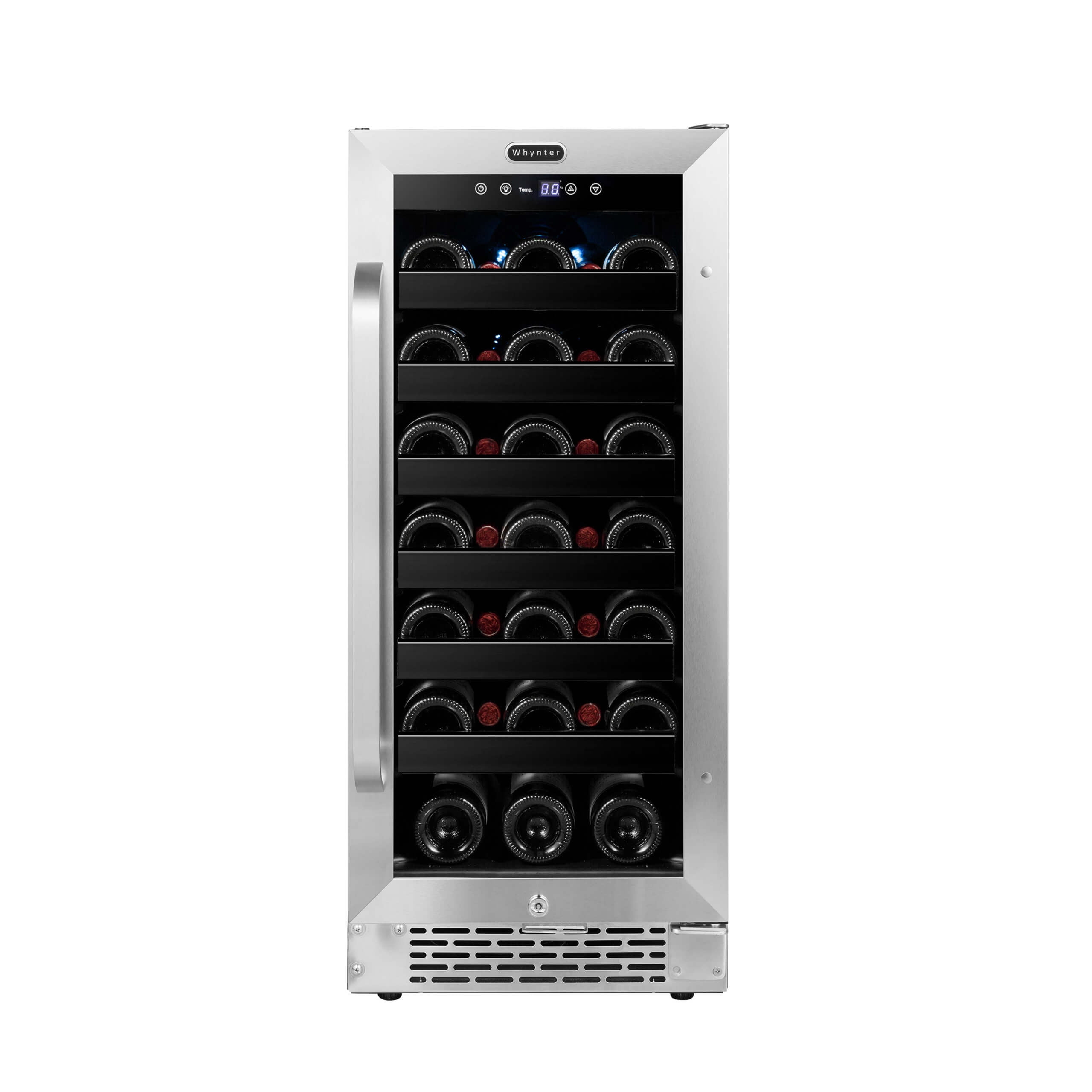 Whynter 15'' Stainless Steel 33-Bottle Single Zone Wine Refrigerator