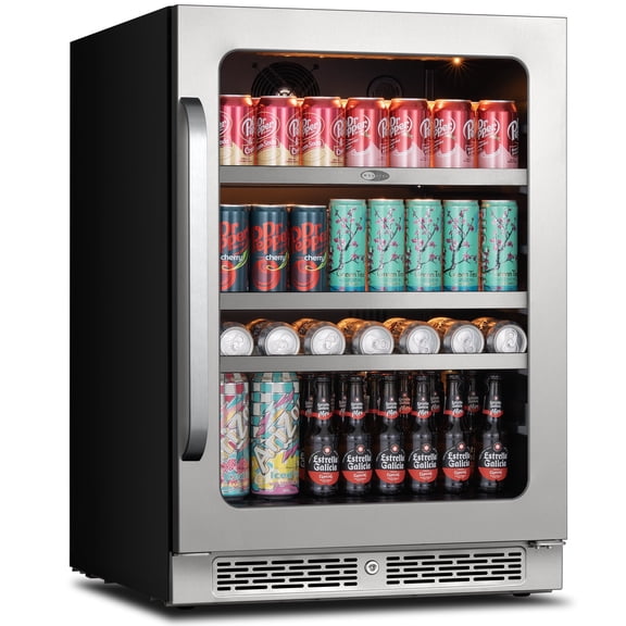 Whynter 24'' Beverage Refrigerator Cooler, 140 Cans Beverage Fridge, Built in or Freestanding Beverage Center with Stainless Steel Door