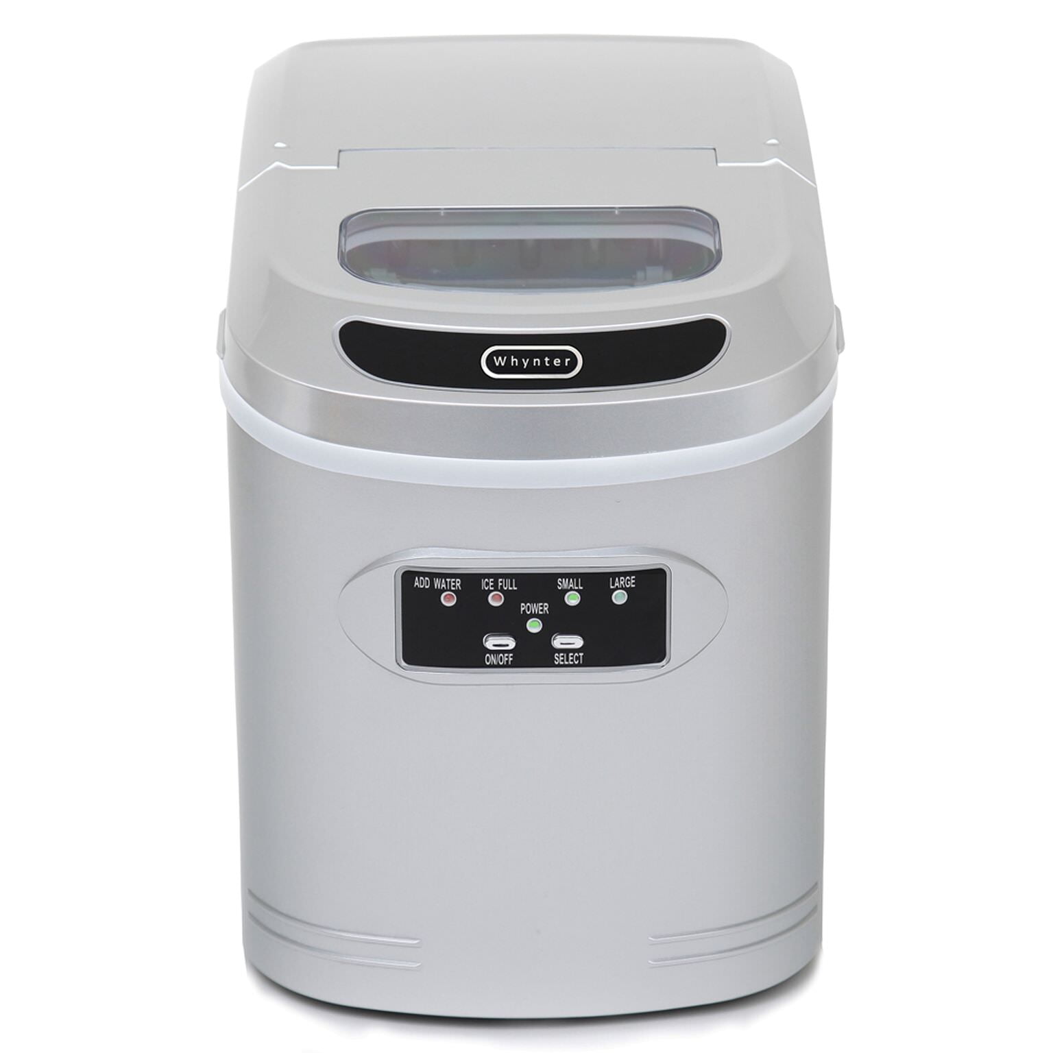 Compact Metallic Silver Freestanding Portable Ice Cube Maker