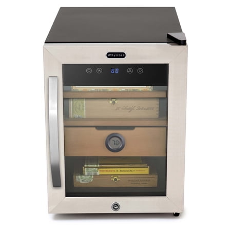 Whynter Stainless Steel Dual Zone Cigar Humidor 1.2 cu. ft., 250-Cigar Capacity, Independent Temperature Control CHC-123DS