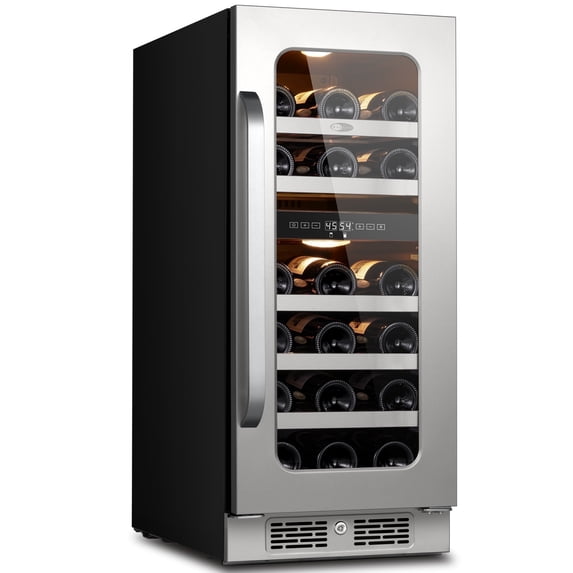 Whynter 15 inch Wine Cooler Refrigerator, 29 Bottle Dual Zone Wine Fridge with Stainless Steel Tempered Glass Door