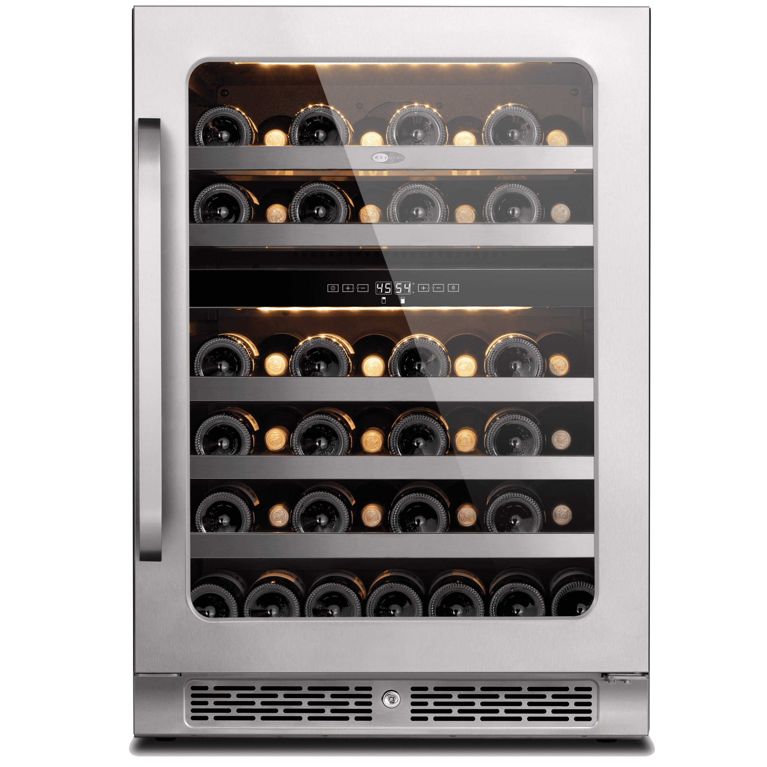 Whynter Dual Zone Wine Fridge:  24 inch 46 Bottles 40-65 °F Wine Refrigerator Glass Door,  Freestanding for Office/Bar