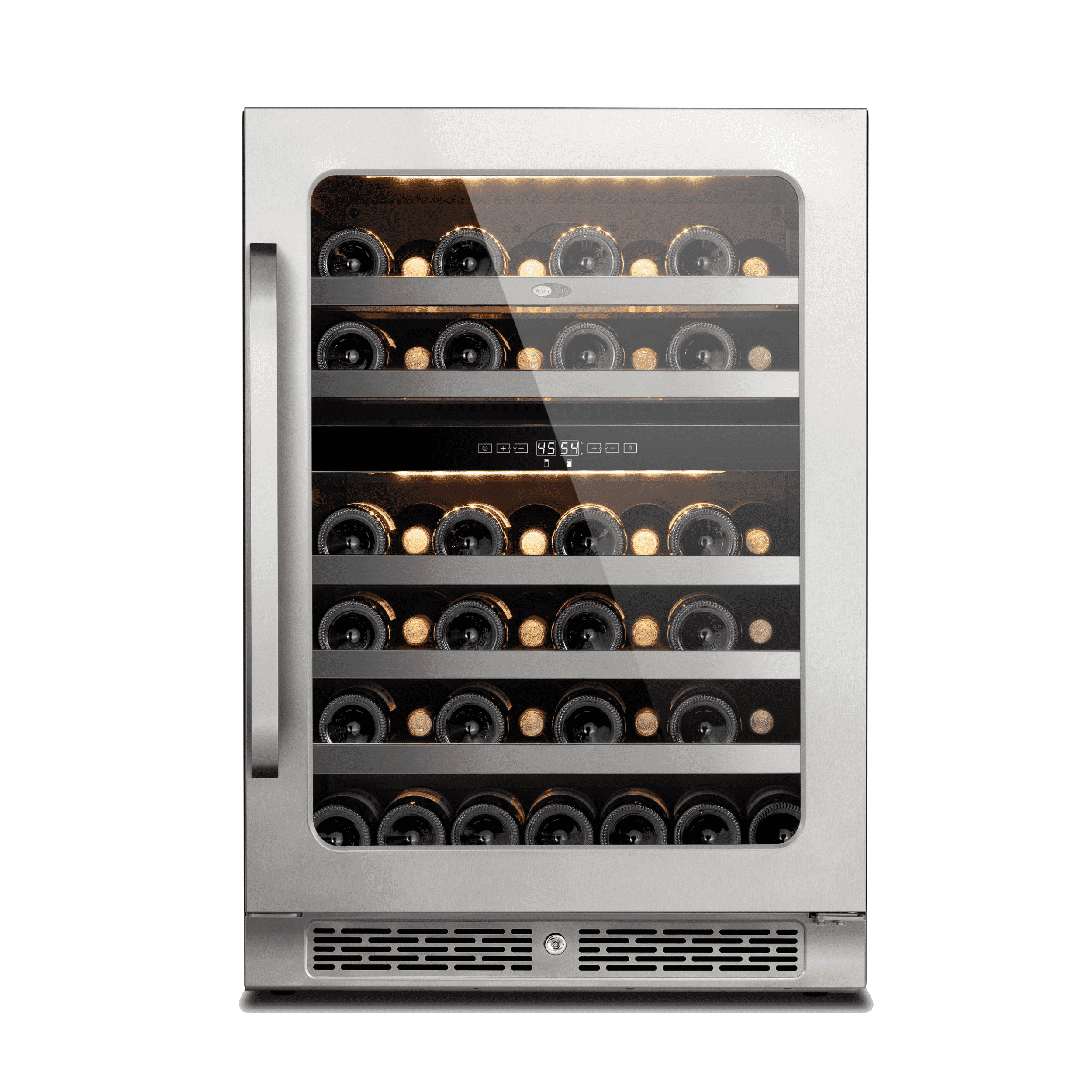 Whynter Dual Zone Wine Fridge: 24 inch 46 Bottles 40-65 F Wine Refrigerator Glass Door, Freestanding for Office/Bar