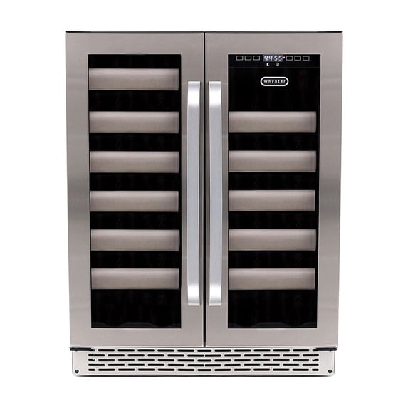Whynter BWR-401DS Elite 24 in 40 Bottle Seamless Stainless Steel Door Dual Zone Built-in Wine Refrigerator