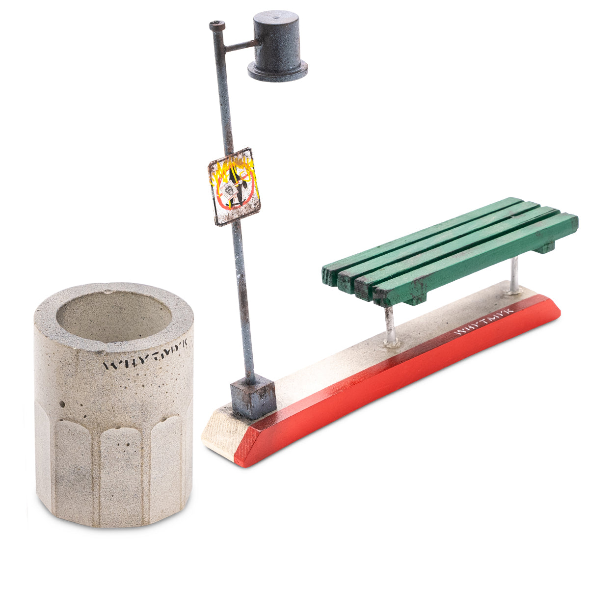 Trash Can Ramp WhytMykConcrete Fingerboard Ramp - Bus Spot w/ Street Light and Trash ...