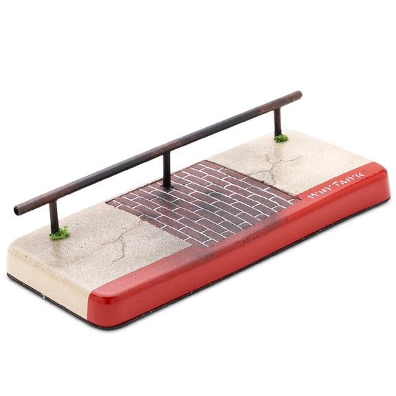 Concrete Fingerboard Ramp Sidewalk with Brick & Low Round Rail by WhytMyk