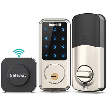 Wi-Fi & Bluetooth Smart Lock, Keyless Entry Smart Front Lock, hornbill Touch Screen Keypads, App Control, Auto Lock, Compatible with Alexa, Remotely Control (Included G2 Gateway)