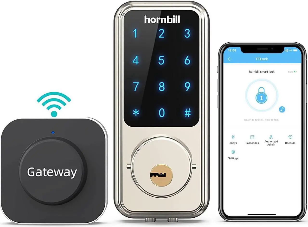 Wi-Fi & Bluetooth Smart Lock, Keyless Entry Smart Front Lock, Touch ...