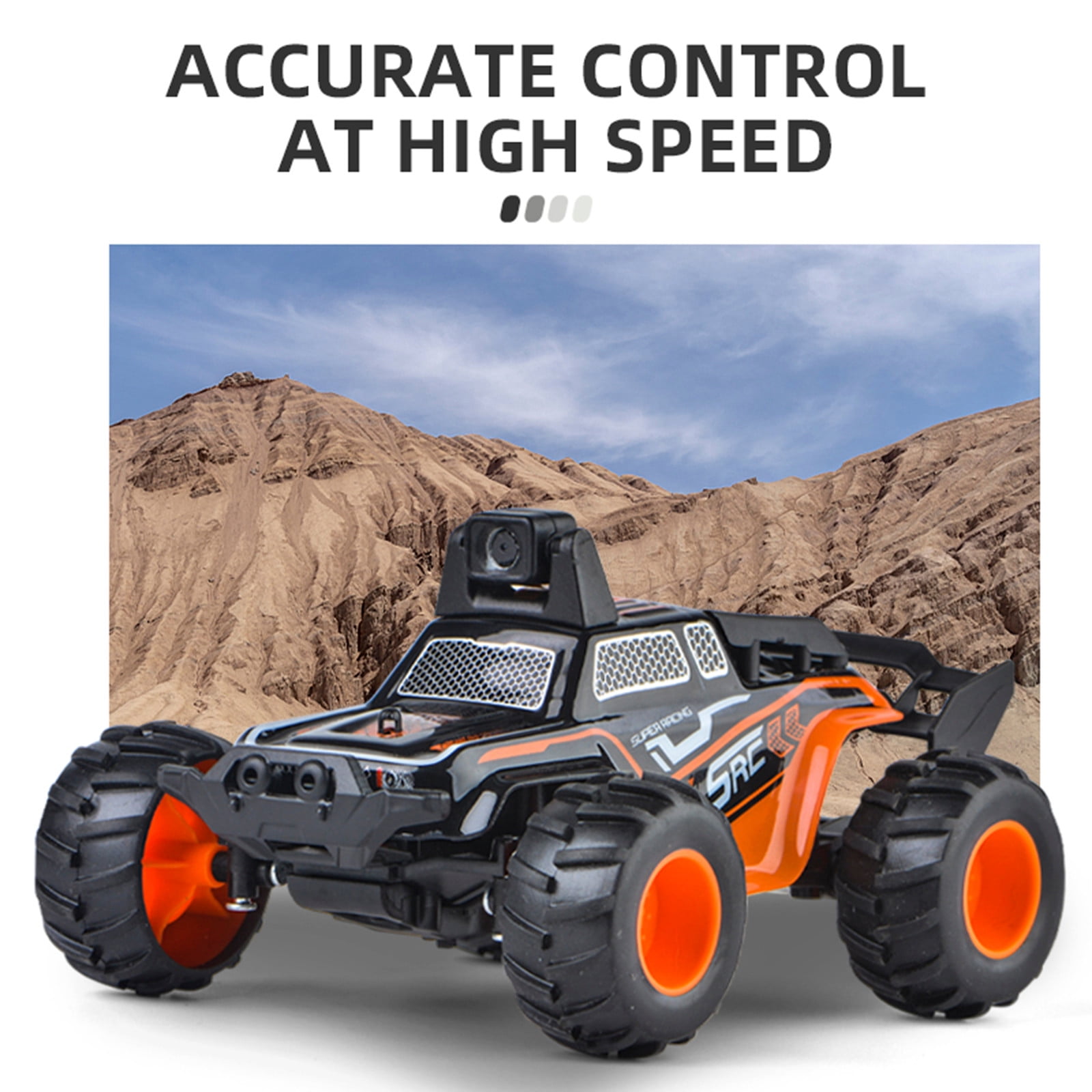 ​Wi-Fi Camera RC Car w/Mobile App Control - Dual-Speed Modes & Basic HD Video | Palm-Sized 13cm Off-Road Design Age 8+​​ as show