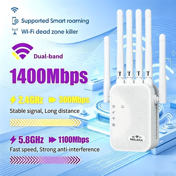 Wi-Fi Repeater and Signal Extender with Six Antennas, Wired LAN Port ...