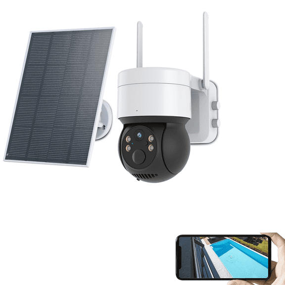 Wi-Fi Security Camera Outdoor-Solar Camera Wireless with 360° View, Color Night Vision