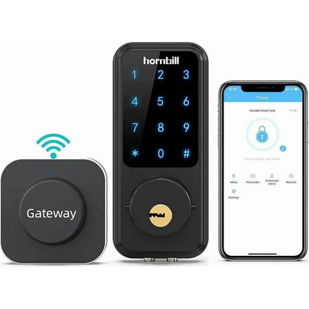 Wi-Fi Smart Deadbolt Lock with Touchscreen Keypad, Keyless Entry Bluetooth Smart Front Door Lock Compatible with Alexa, Works with App, Auto-Lock, Remotely Control(Included G2 Gateway)