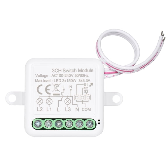 Wi-Fi Smart Light Module 3CH Zigbee Mini Smart Switch Relay Module Support 2 Way Control Switch for Smart Home Automation, Works with Home