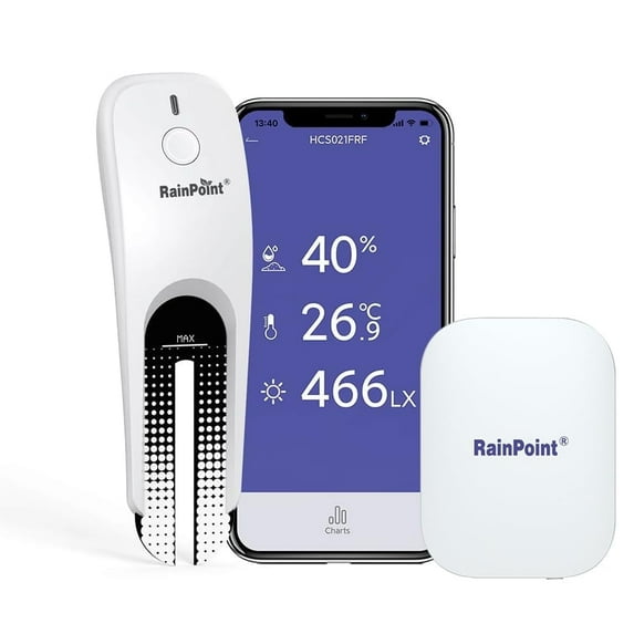 Wi-Fi Soil Moisture Meter, Soil Temperature & Humidity Monitor for Garden & Farm, includes Mini Wi-Fi Smart Gateway Hub, Compatible with 2.4 GHz WiFi Networks Only