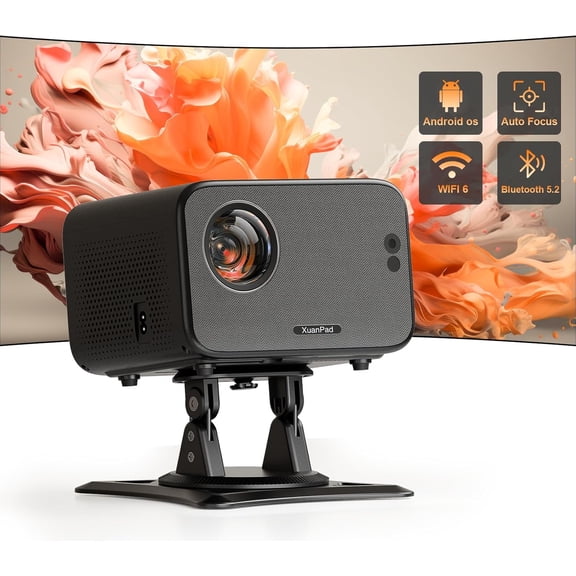 Wi-Fi and Bluetooth, Full HD 1080P Smart Portable Projector with 210 ° Stand, Auto Vertical Keystone, Compatible with HDMI/USB/TV Stick