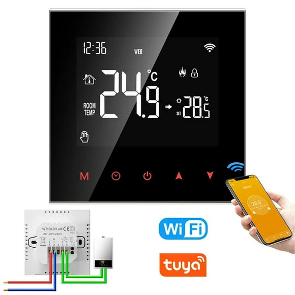 Wi Fi smart thermostat for water/gas boilers, digital thermostat for mobile phone control, touch screen LCD display, programmable water heating thermostat for Tuya/SmartLife APP control