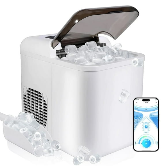 WiFI Smart Ice Maker Machine,35lbs/24H Ice Maker Countertop, Tank Storage 1.3L,Portable Self-Cleaning Ice Maker,APP Control Countertop Fast Ice Maker with Ice Scoop for Home, Camping,Bars,Coffee Shop