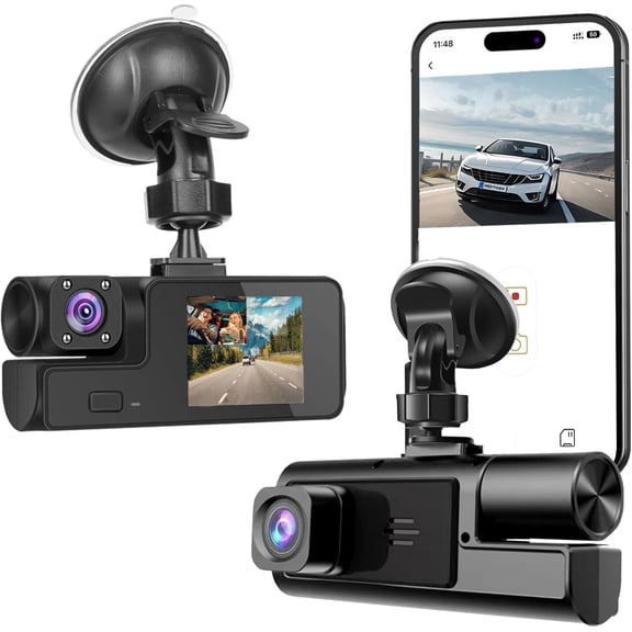 WiFi 1080P Dual Dash Camera for Car Front and Inside Dashcam Car Security Video Recorder,170°Wide Angle Vehicle Cam,WDR,G-Sensor,Loop Recording,Night Vision (WiFi Dual Dash Cam Without Card)